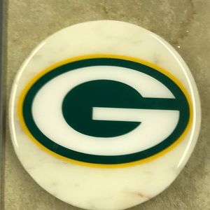 NFL Green Bay PACKERS Heavy Round Stone Coasters Set 4